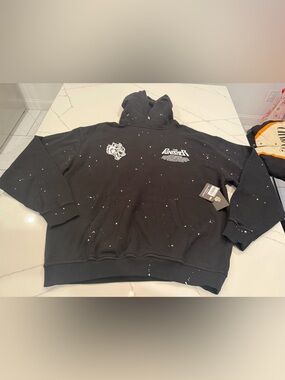 Darc Sport Marvel Black The Punisher Graphic Hoodie with White Splatter